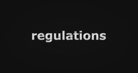 Regulations word on grey background.