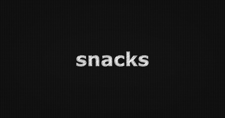 Snacks word on grey background.