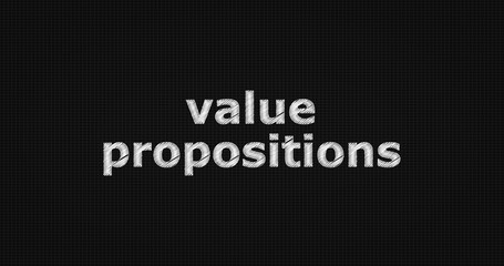 Value propositions word on grey background.