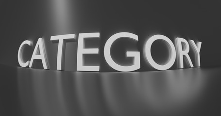 Fototapeta premium Category word on grey background. 3D render.