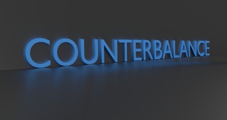 Counterbalance word on grey background. 3D render.