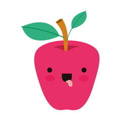 apple comic character fresh fruit icon vector illustration design