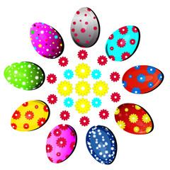 Easter eggs with flowers
