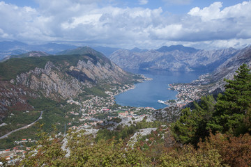 View of the Bay of Kator from the mountain. Montenegro.