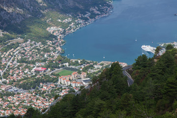 Fototapeta na wymiar View of the Bay of Kator from the mountain. Montenegro.