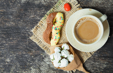 Happy International Women’s Day celebrate on March 8, congratulatory breakfast - cookie shape figure eight 8, sweets and bouquet of flowers 