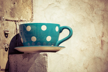 old decorated coffee cup, vintage effect