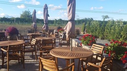 Patio at wine vineyard