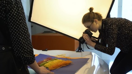 backstage food photography. creative photographer lifestyle. taking photos with camera. studio photoshoot