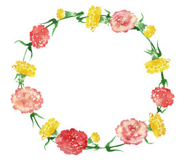 カーネーション フレーム 母の日　水彩 イラスト