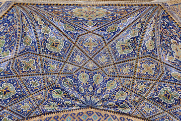 Madrasa Tilla Kari. Registan square in the center of Samarkand. This famous architectural complex was built from the XV to the XVII century. The ancient city is part of UNESCO World Heritage.