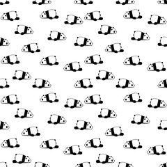 Lazy panda cartoon seamless pattern on white background, vector