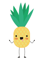 pineapple fresh fruit kawaii character vector illustration design