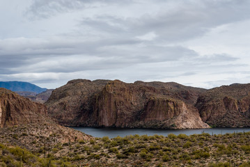 Canyon Lake in the Superstition Mountain range of Arizona.