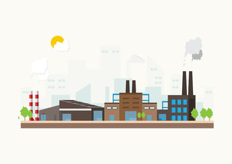 Industrial factory in a flat style.Vector and illustration of manufacturing building.