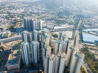 Fototapeta na wymiar Top view of city in Hong Kong