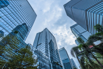 Obraz premium low angle view of skyscrapers in city of China.