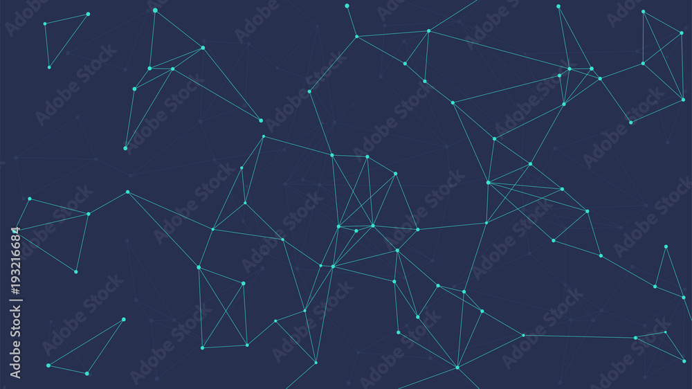 Poster blockchain technology futuristic abstract vector background with blockchain peer to peer network