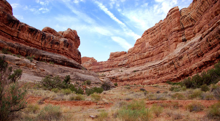 Red rock formations in Grand Gulch canyon country Southern Utah.