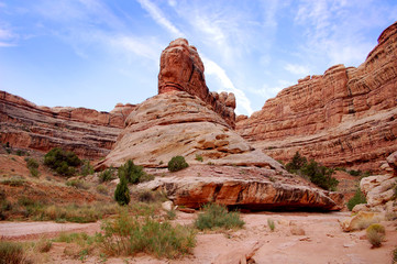 Red rock formations in Grand Gulch canyon country Southern Utah.