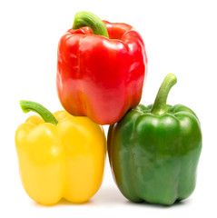 fresh sweet peppers isolated on white background.