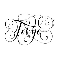 Tokyo City hand written lettering. Modern brush calligraphy. Tee print apparel fashion design. Hand crafted wall decor art poster. flourish retro style. isolated on white