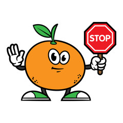 Cartoon Orange Character Holding Stop Sign