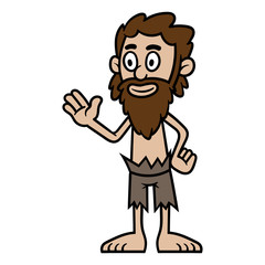 Cartoon Shipwrecked Castaway Man