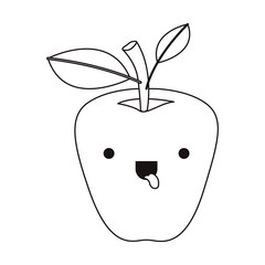 apple comic character fresh fruit icon vector illustration design