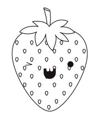 strawberries fresh fruit kawaii character vector illustration design
