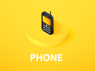 Phone isometric icon, isolated on color background