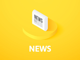 News isometric icon, isolated on color background