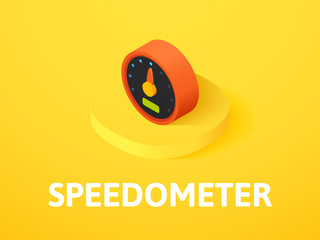 Speedometer isometric icon, isolated on color background