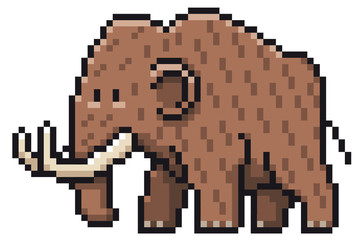 Obraz premium Ilustracja wektorowa mamuta kreskówki - projekt pikseli