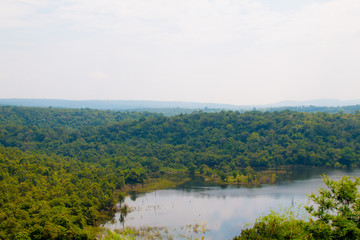 Fototapeta premium Aerial view of the river in Thailand.