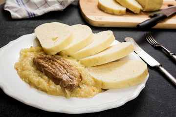 Pork dumplings and cabbage