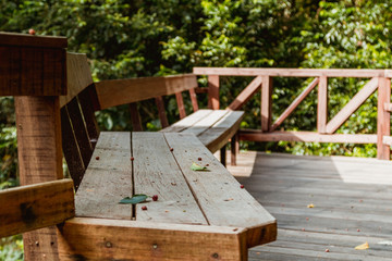 wooden chair in the garden