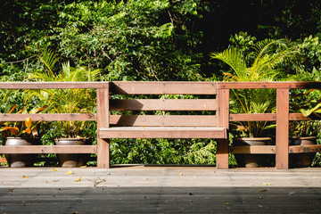 wooden chair in the garden