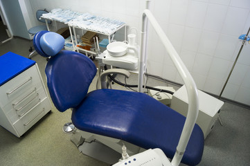 Dental chair and medical devices inside the clinic