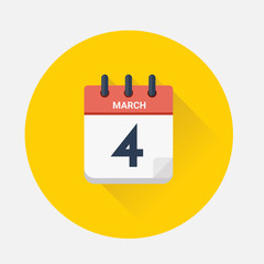 Vector of Day calendar with date March 4, 2018.