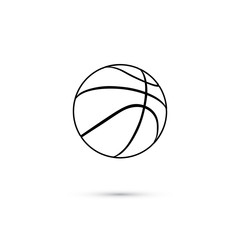 Vector black basketball ball line icon isolated on white background.