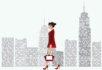 Woman walking in the city