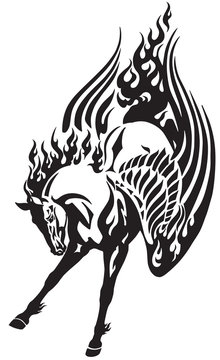 pegasus horse tribal tattoo vector 