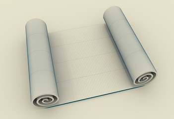 Paper scroll. Abstract empty document. 3D illustration