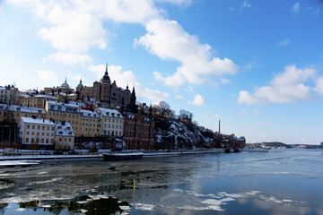 Landmarks in Sodermalm in Stockholm a winter day