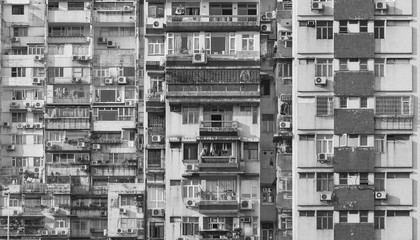 Old apartment building in Macau city, China