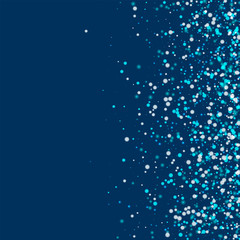 Amazing falling snow. Scatter right gradient with amazing falling snow on deep blue background. Delightful Vector illustration.