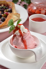 Close up of strawberry ice cream