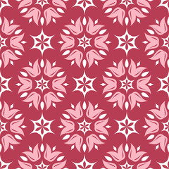 Floral seamless pattern. Red colored background