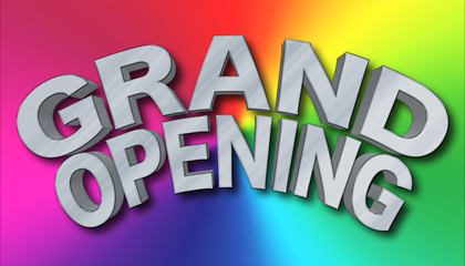 Stock Illustration - Steel Grand Opening, 3D Illustration, Isolated Against the Multicolored Background.